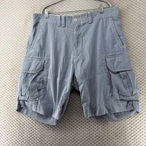 Polo Ralph Lauren‎ Cargo Shorts Blue Seersucker Striped Casual Outdoor Size 36